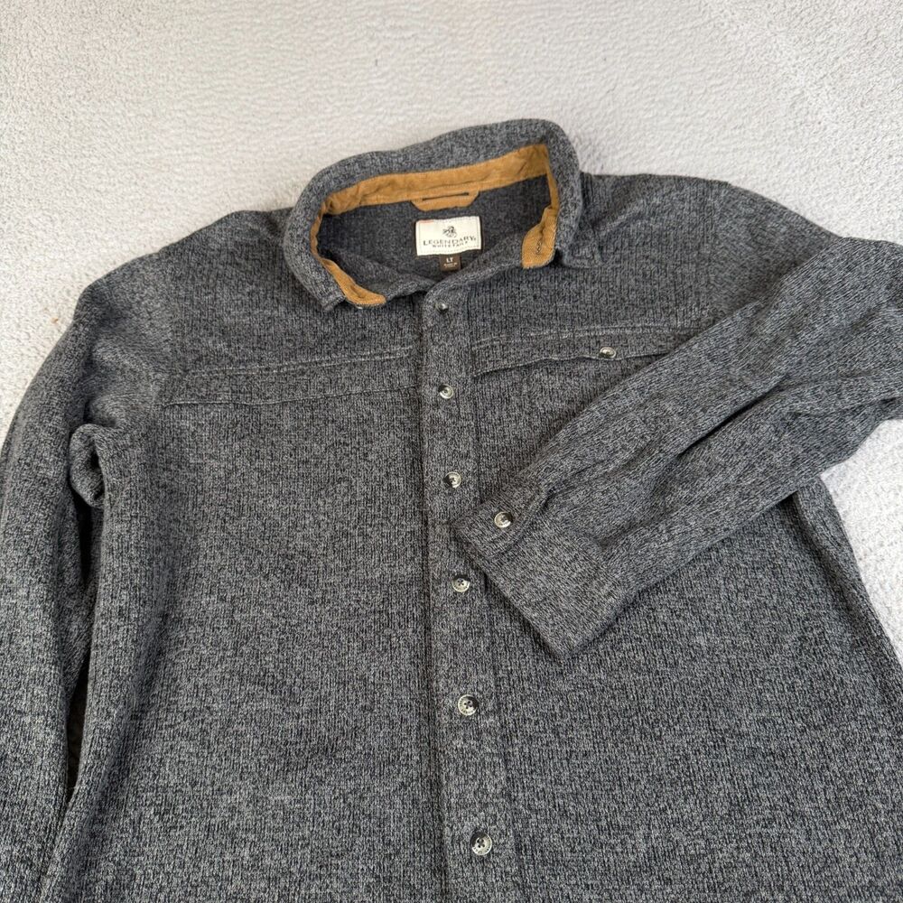 LEGENDARY WHITETAILS Shirt Mens LT Tall Gray Knit Button Corduroy Collar Shacket